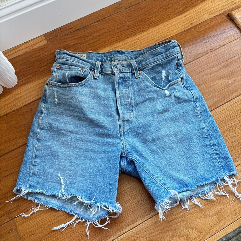 Levi's Blue Distressed Jean Shorts